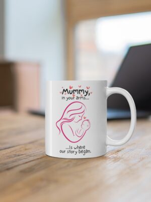 Mummy, In Your Arms Is Where Our Story Began - Ceramic Coffee Cup - Unique Mothers Day Mug - 11oz/15oz - Perfect Gift for Mum