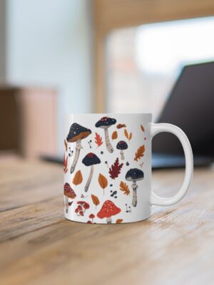 Mushroom Mug - Unique Fungi Pattern Design - 11oz/15oz - Perfect Kitchenware for Home & Office - Printed in the UK