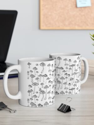 Mushroom Pattern Mug - Unique Fungi Pattern Design - 11oz/15oz - Perfect Kitchenware for Home & Office - Printed in the UK