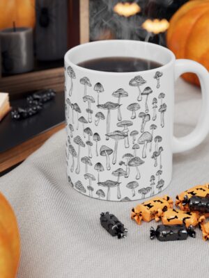 Mushroom Pattern Mug - Unique Fungi Pattern Design - 11oz/15oz - Perfect Kitchenware for Home & Office - Printed in the UK