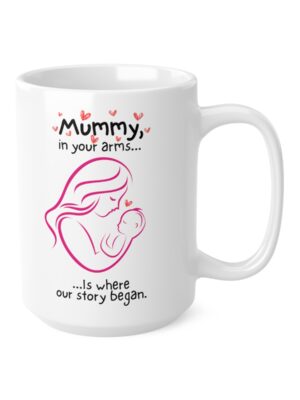 Mummy, In Your Arms Is Where Our Story Began - Ceramic Coffee Cup - Unique Mothers Day Mug - 11oz/15oz - Perfect Gift for Mum