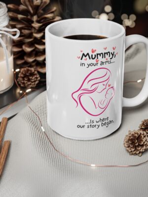 Mummy, In Your Arms Is Where Our Story Began - Ceramic Coffee Cup - Unique Mothers Day Mug - 11oz/15oz - Perfect Gift for Mum