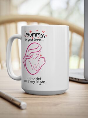 Mummy, In Your Arms Is Where Our Story Began - Ceramic Coffee Cup - Unique Mothers Day Mug - 11oz/15oz - Perfect Gift for Mum