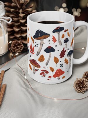 Mushroom Mug - Unique Fungi Pattern Design - 11oz/15oz - Perfect Kitchenware for Home & Office - Printed in the UK