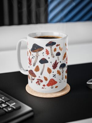 Mushroom Mug - Unique Fungi Pattern Design - 11oz/15oz - Perfect Kitchenware for Home & Office - Printed in the UK