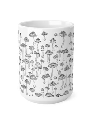 Mushroom Pattern Mug - Unique Fungi Pattern Design - 11oz/15oz - Perfect Kitchenware for Home & Office - Printed in the UK