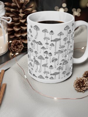 Mushroom Pattern Mug - Unique Fungi Pattern Design - 11oz/15oz - Perfect Kitchenware for Home & Office - Printed in the UK