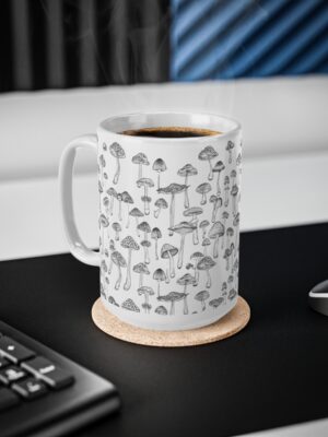 Mushroom Pattern Mug - Unique Fungi Pattern Design - 11oz/15oz - Perfect Kitchenware for Home & Office - Printed in the UK