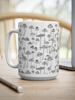 Mushroom Pattern Mug - Unique Fungi Pattern Design - 11oz/15oz - Perfect Kitchenware for Home & Office - Printed in the UK