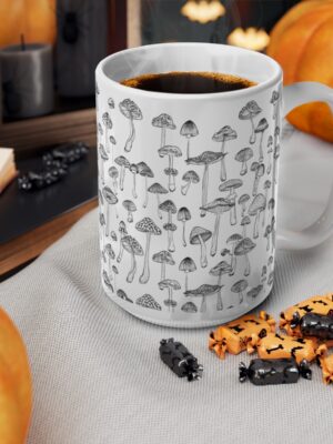 Mushroom Pattern Mug - Unique Fungi Pattern Design - 11oz/15oz - Perfect Kitchenware for Home & Office - Printed in the UK